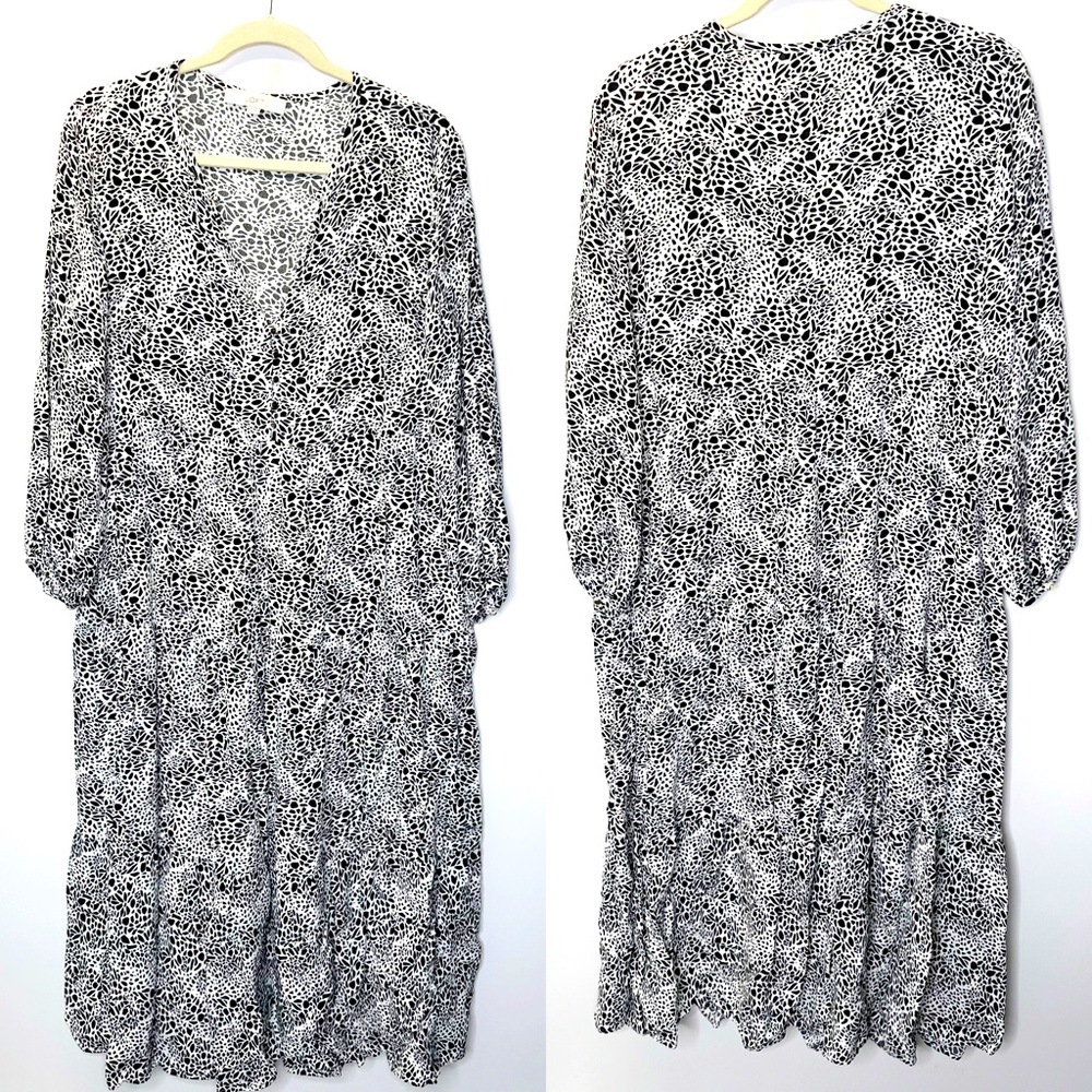Loft Tiered Midi Dress animal Print Size Medium
